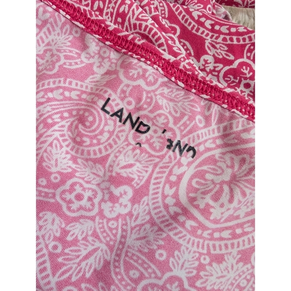 Lands' End Pink Paisley Print Flutter Sleeve Ruched Sides Women's Top Size XL - Picture 4 of 11